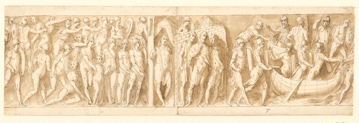 32 kopieën naar de zuil van Marcus Aurelius, Piazza Colonna in Rome door Giovanni Guerra