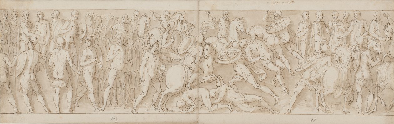 32 kopieën naar de zuil van Marcus Aurelius, Piazza Colonna in Rome door Giovanni Guerra