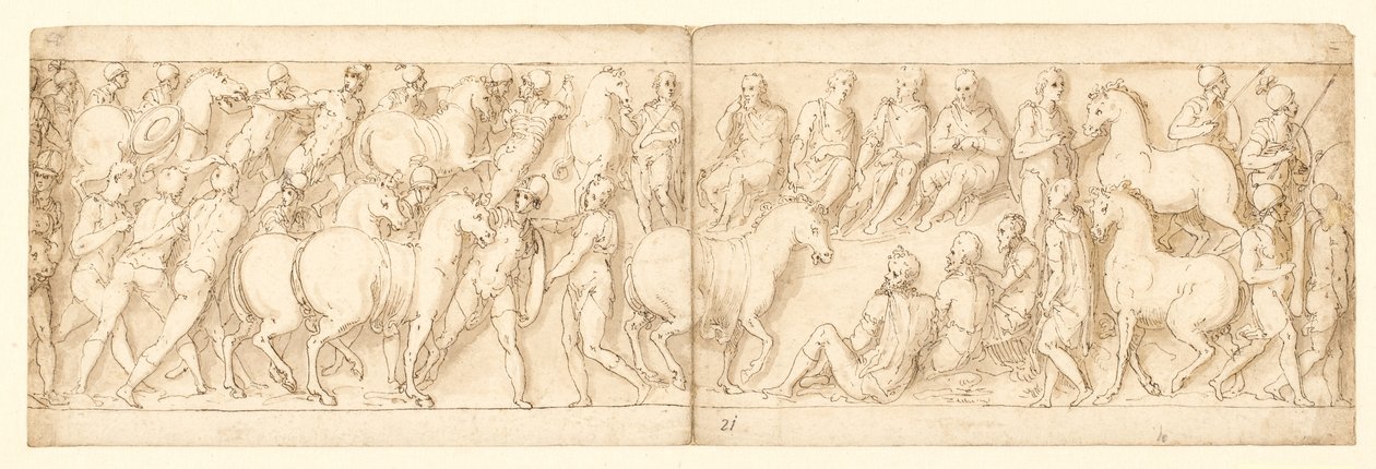 32 Kopieën van de Marcus Aurelius-zuil, Piazza Colonna in Rome door Giovanni Guerra