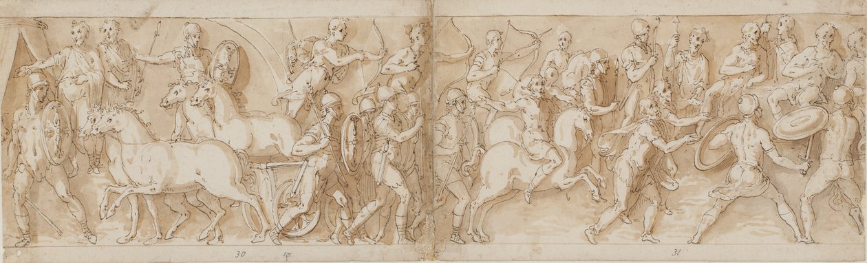 32 kopieën naar de Zuil van Marcus Aurelius, Piazza Colonna in Rome door Giovanni Guerra