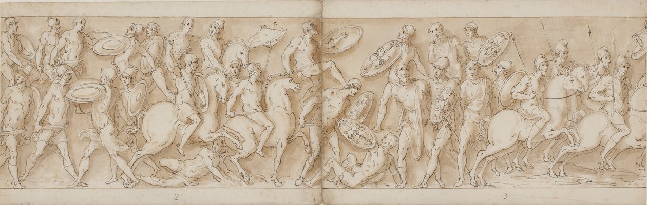 Romeinse aanval (einde van LXXVI); barbaarse hoofden worden gevangengenomen (LXXVII); vertrek voor een gevecht met de Sarmaten (begin van LXXVIII) door Giovanni Guerra