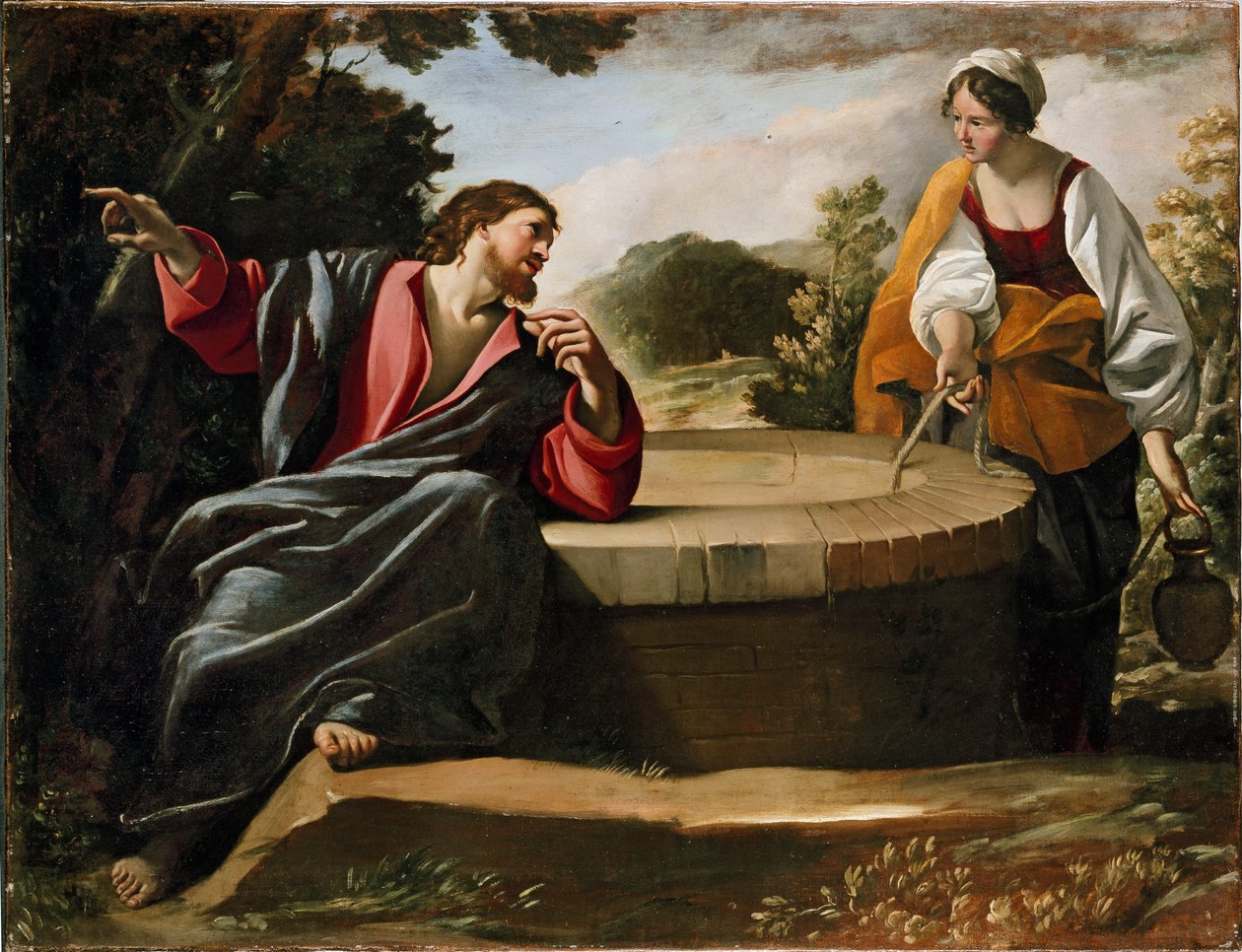 Christus en de vrouw van Samaria door Giovanni Lanfranco