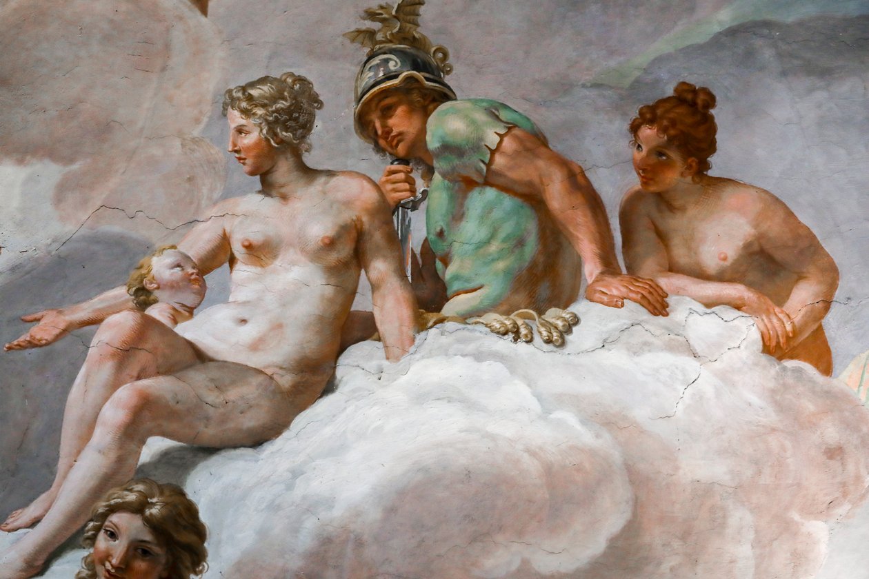 Venus en Mars. Detail van "De raad van de goden" 1624-1625 door Giovanni Lanfranco