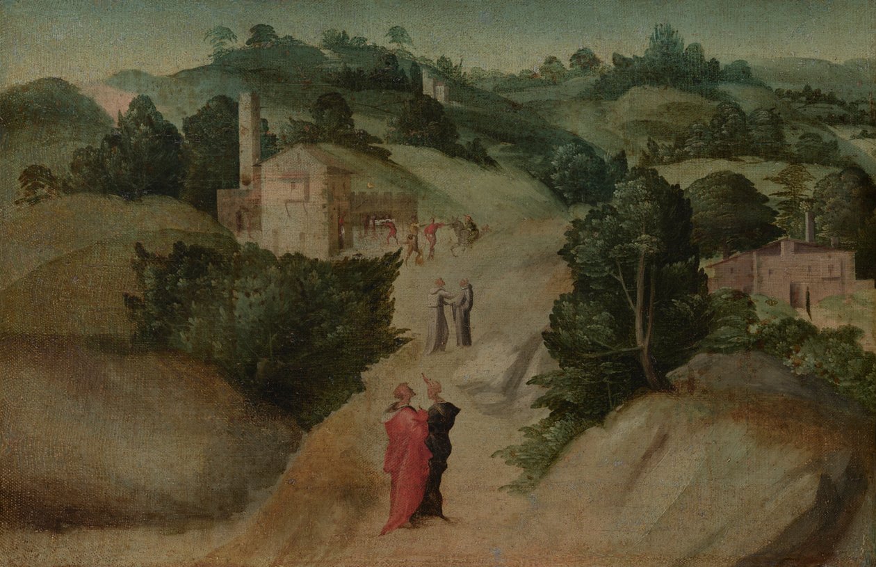 Scènes uit een legende, waarschijnlijk ca. 1515-1520 (olieverf op doek) door Giovanni Larciani