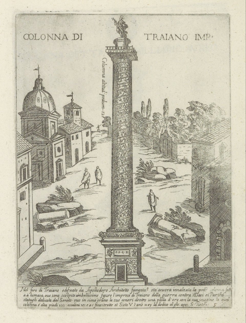 Zuil van Trajanus te Rome door Giovanni Maggi