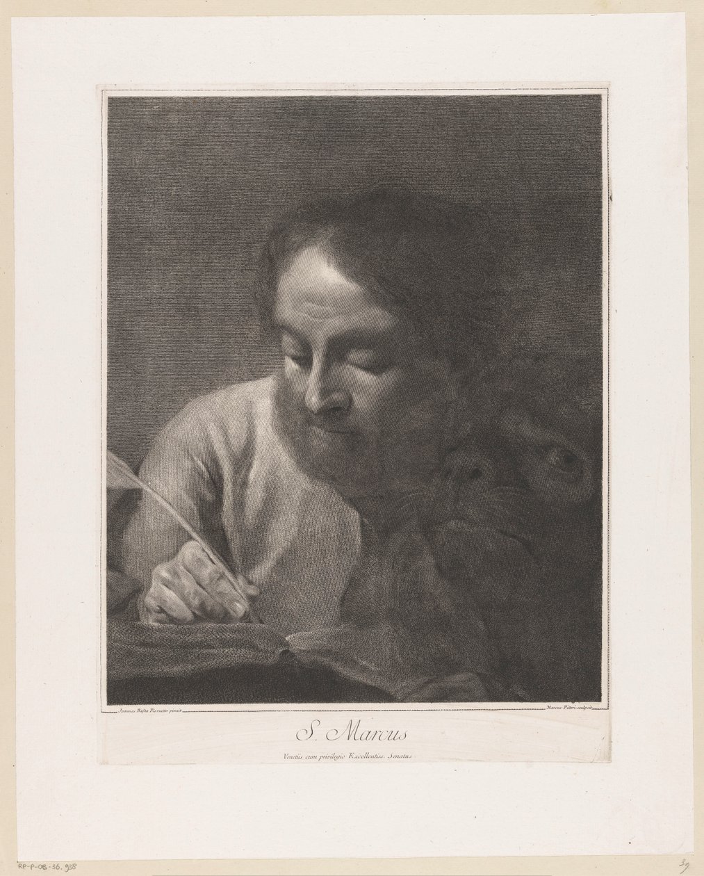 De evangelist Marcus met leeuw door Giovanni Marco Pitteri