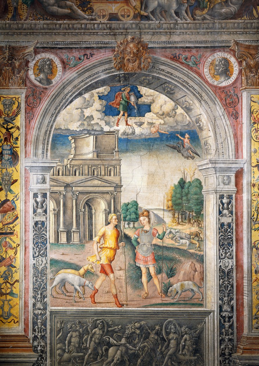 Fresco door Giovanni Maria Falconetto (1468-1535), Zaal van de Dierenriem, Palazzo D