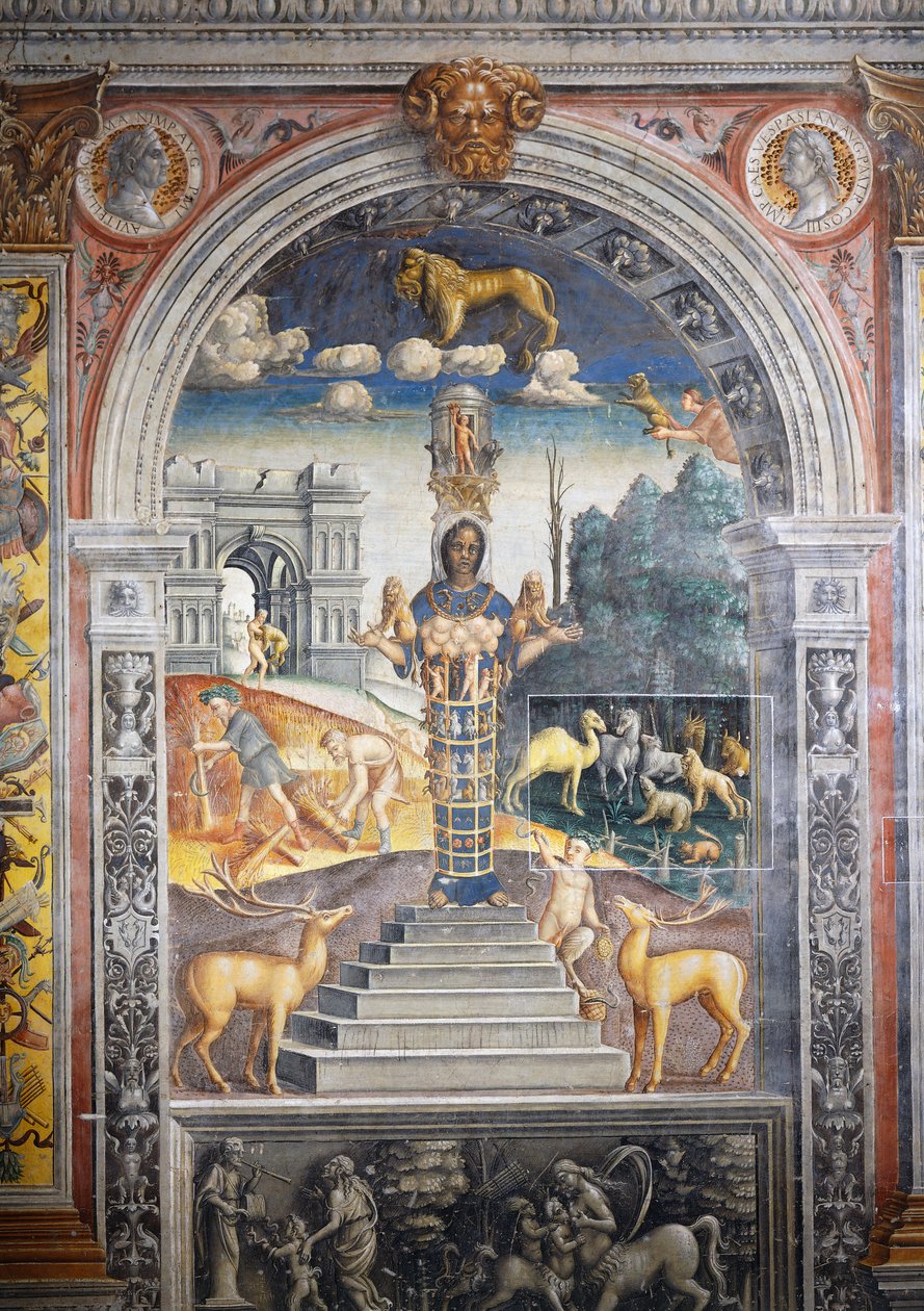 Fresco door Giovanni Maria Falconetto (1468-1535), Zaal van de Dierenriem, Palazzo D