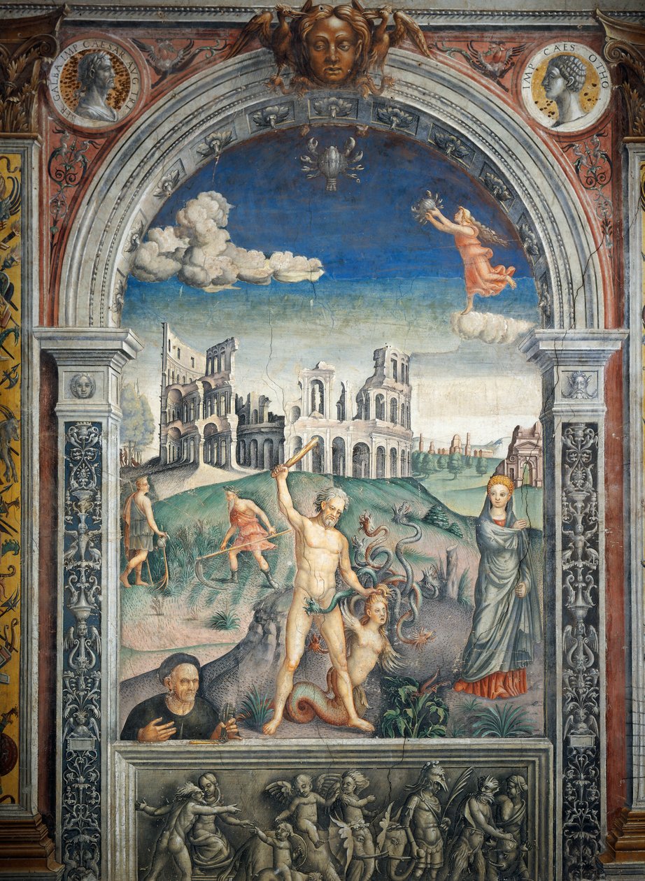 Fresco door Giovanni Maria Falconetto (1468-1535), Zaal van de Dierenriem, Palazzo D