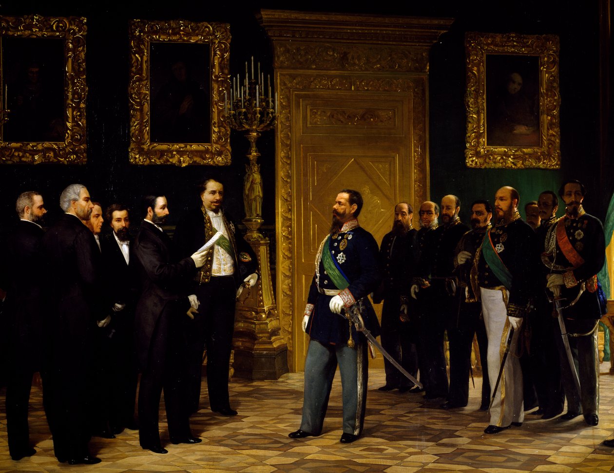 Annexatie van Italië gepresenteerd aan Victor Emmanuel II door Toscaanse afgevaardigden, door Giovanni Mochi, tijdperk van de eenwording, Italië door Giovanni Mochi
