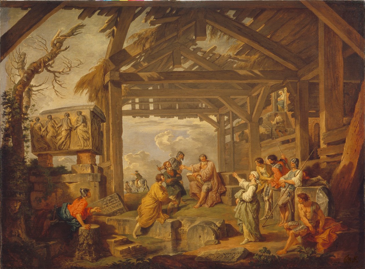 Cumaeaanse Sibyl voorspelde de Geboorte van Christus, 1738 door Giovanni Paolo Pannini