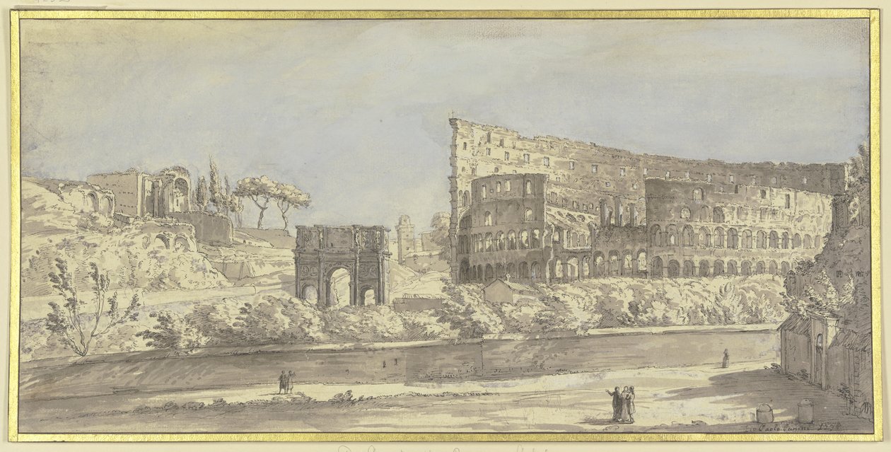 Het Colosseum en de Boog van Constantijn te Rome door Giovanni Paolo Pannini