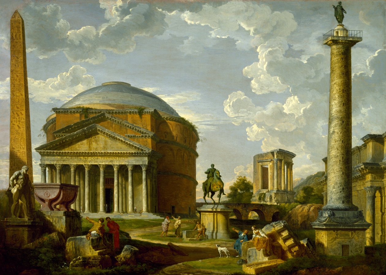Fantasie Uitzicht met het Pantheon en andere Monumenten van Oud Rome door Giovanni Paolo Pannini