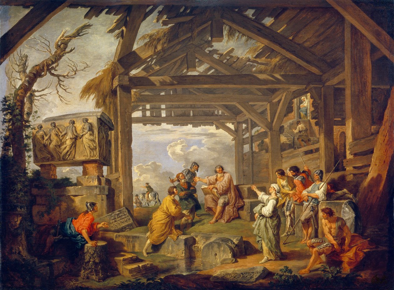 De Sibylle van Cumae voorspelt de geboorte van Christus door Giovanni Paolo Pannini