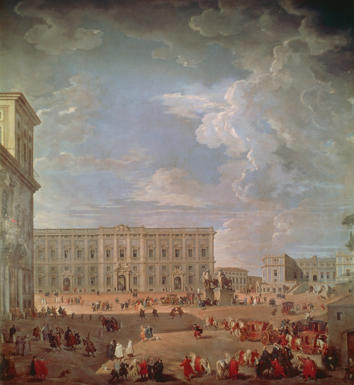 Uitzicht op Quirinale en Piazza di Monte Cavallo, door Giovanni Paolo Pannini door Giovanni Paolo Pannini
