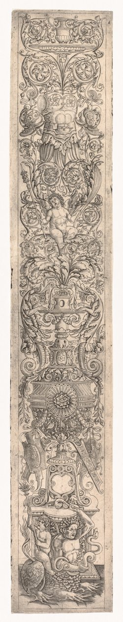 Ornamentpaneel: Triton bereden door een kind door Giovanni Pietro da Birago