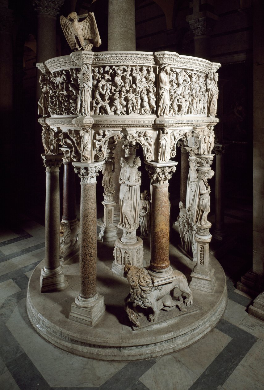 Stoel. Marmeren sculptuur door Giovanni Pisano (1248-1314). 1302-1311 Kathedraal van Pisa (Duomo di Santa Maria Assunta di Pisa), Italië door Giovanni Pisano