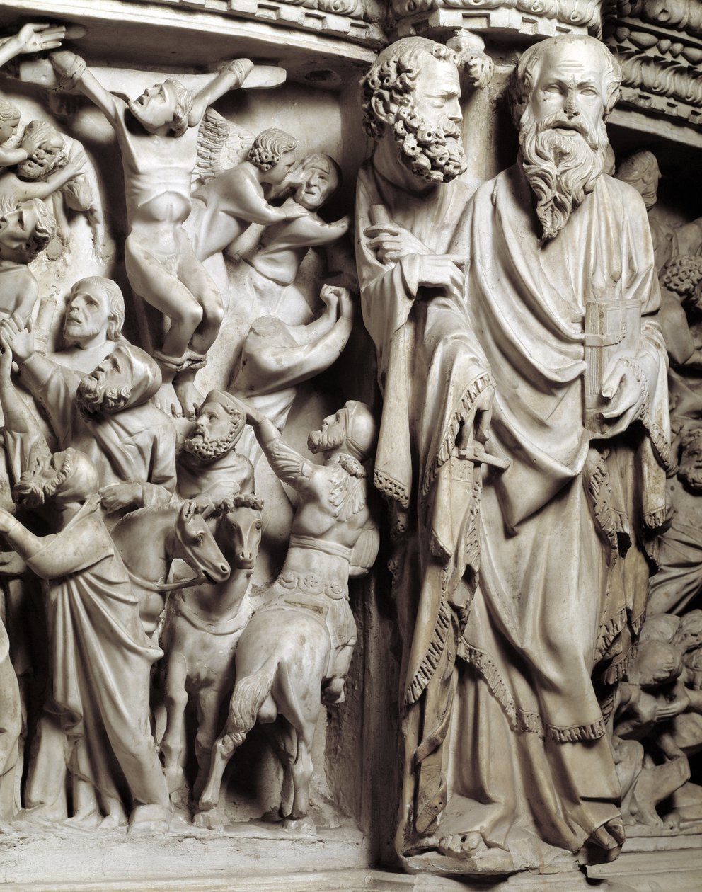 Detail van de reliëfs van de stoel gerealiseerd door Giovanni Pisano door Giovanni Pisano