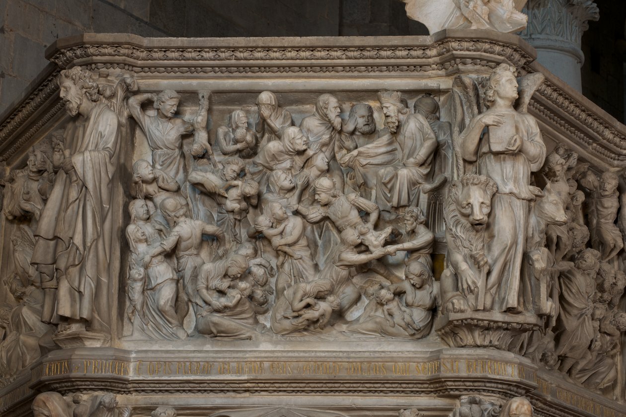 De Slachting van de Onschuldigen, op de preekstoel in de Kerk van Sant