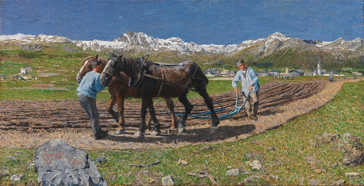 Het ploegen door Giovanni Segantini