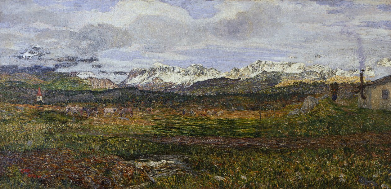 Landschap op Maloja of Terugkeer naar zijn geboortestad door Giovanni Segantini