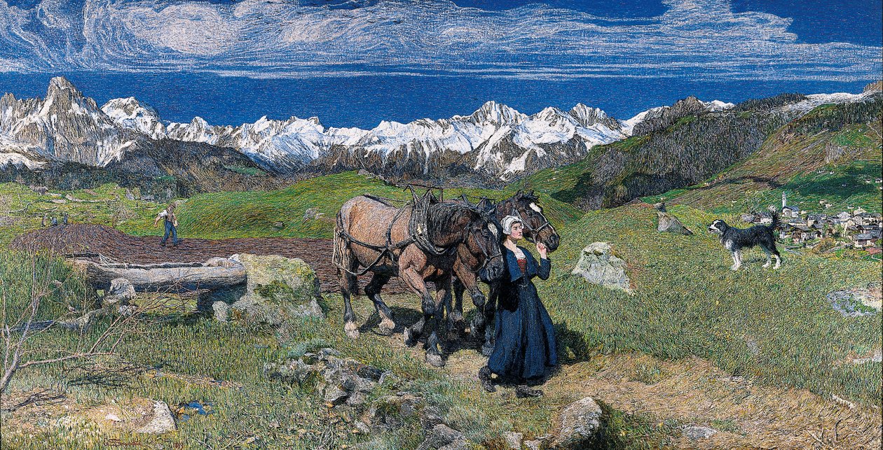 Lente in de Alpen, 1897 door Giovanni Segantini