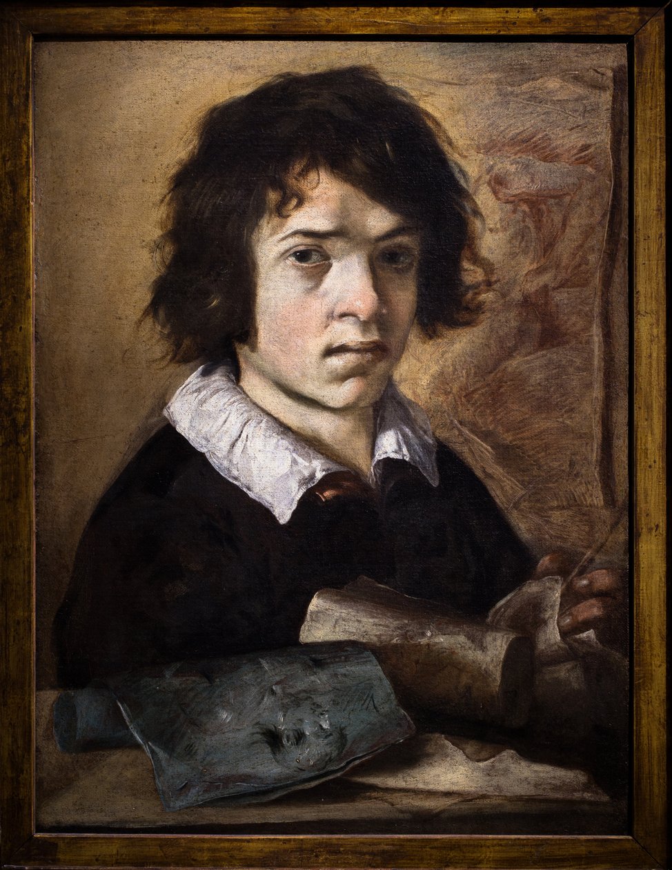 Portret van een jonge tekenaar door Giovanni Serodine