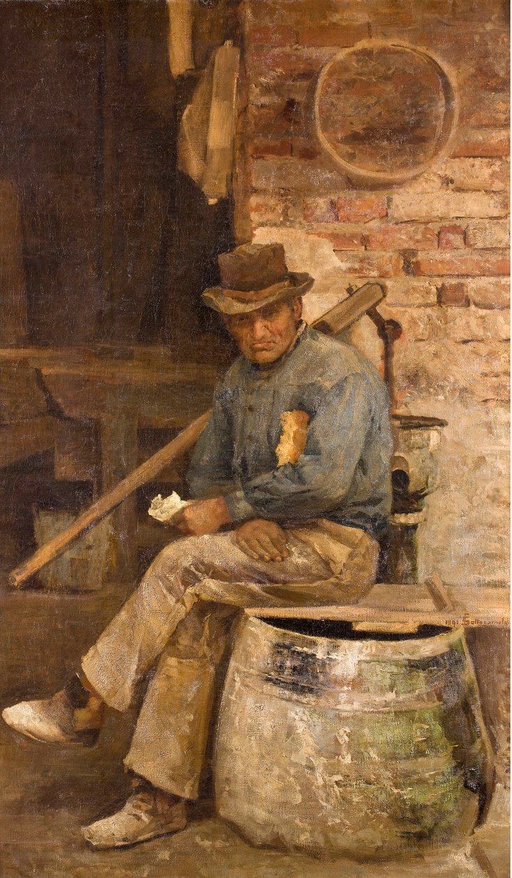 Portret van een metselaar door Giovanni Sottocornola