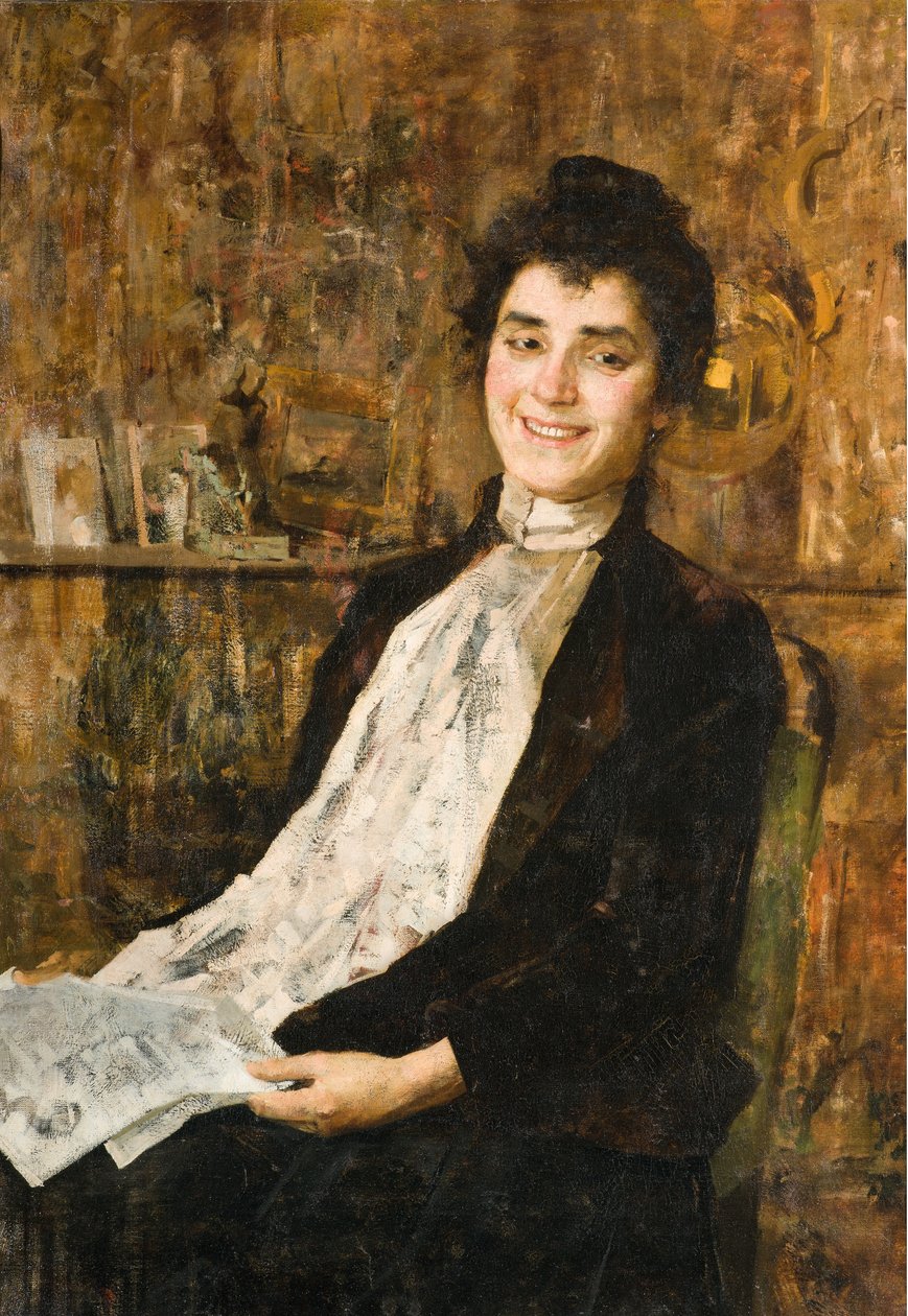 Portret van zijn vrouw Luisa door Giovanni Sottocornola