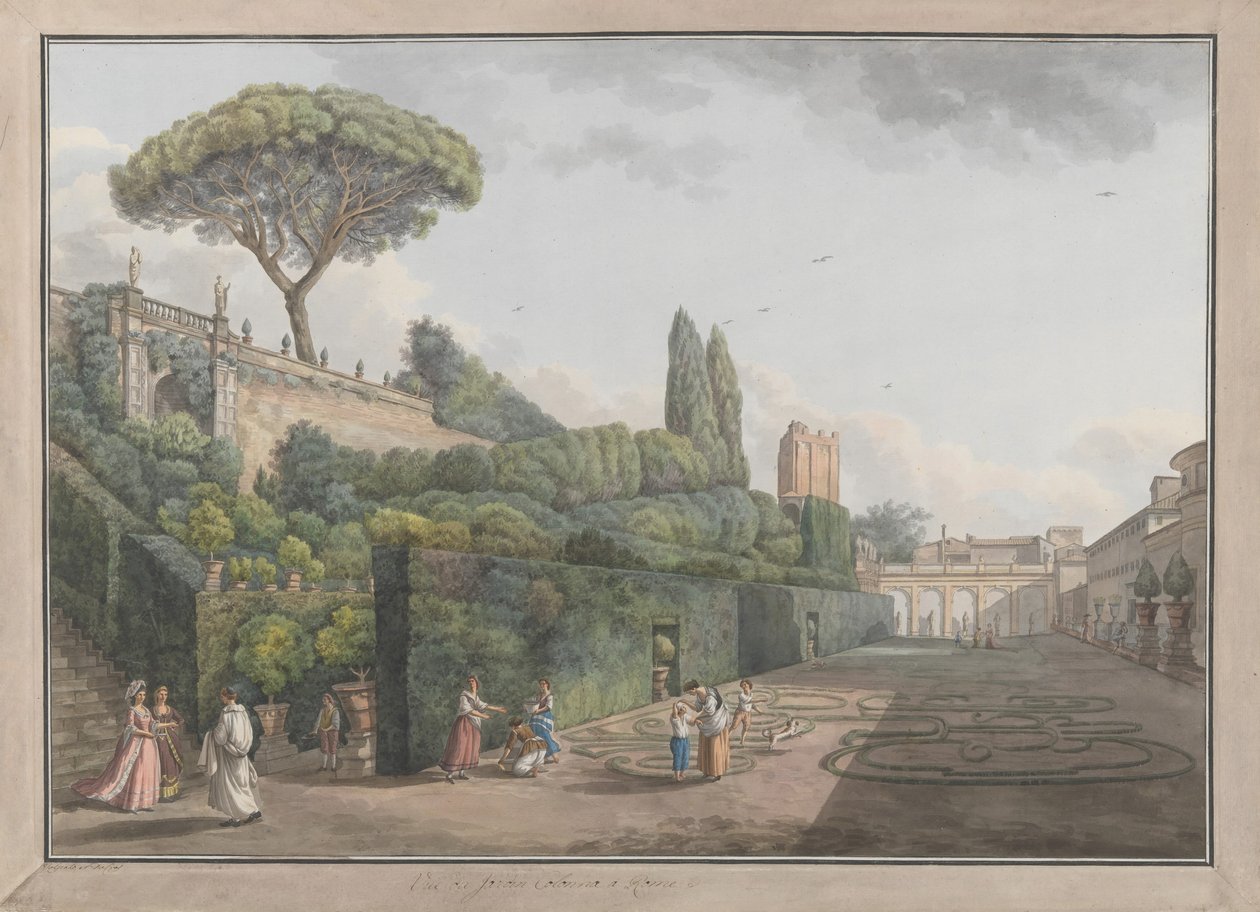 Tuin van Palazzo Colonna, ca. 1780 door Giovanni Volpato, Louis Ducros