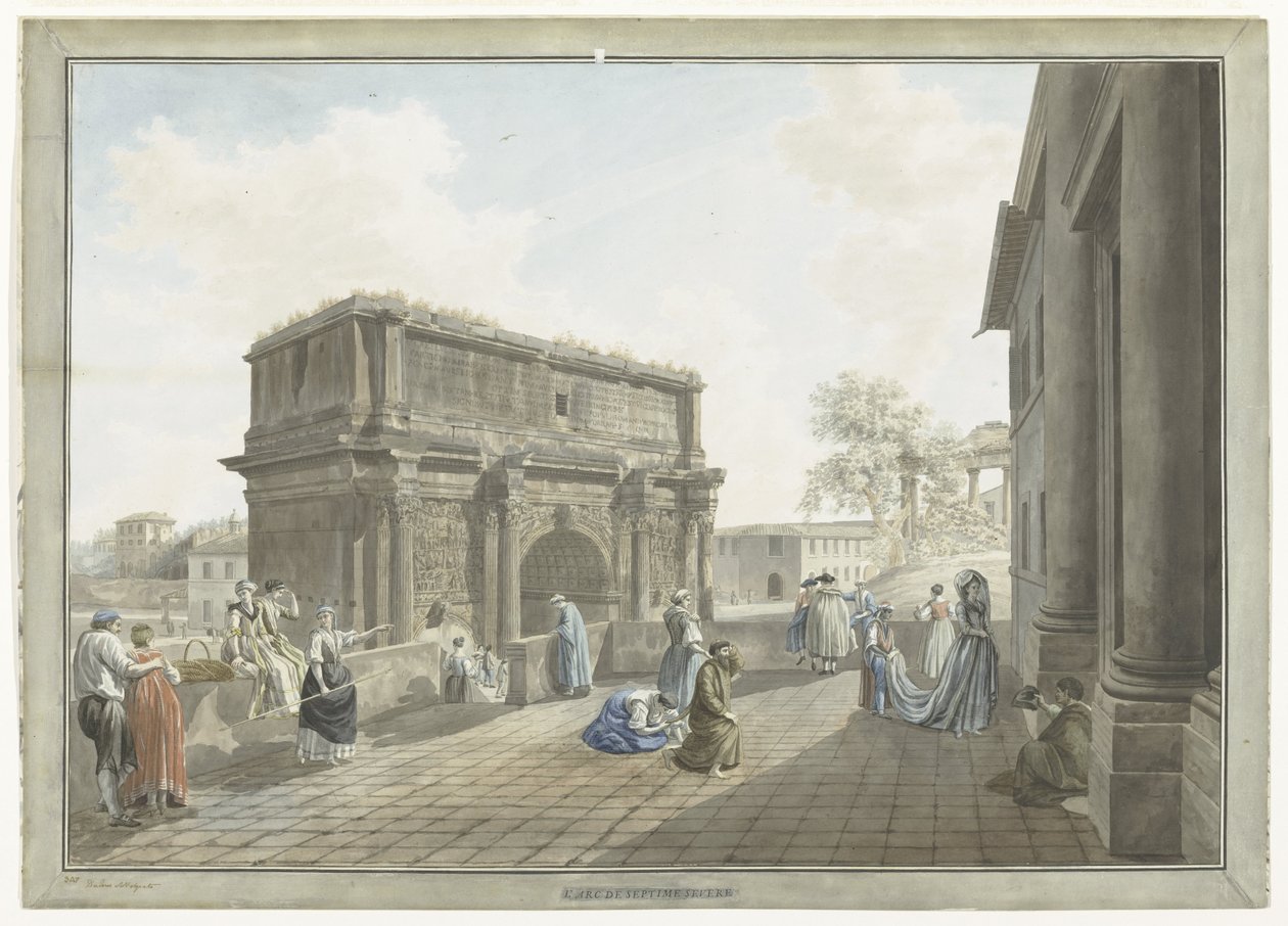 Gezicht op de Boog van Septimius Severus te Rome (Gezichten op Rome en omgeving) door Giovanni Volpato