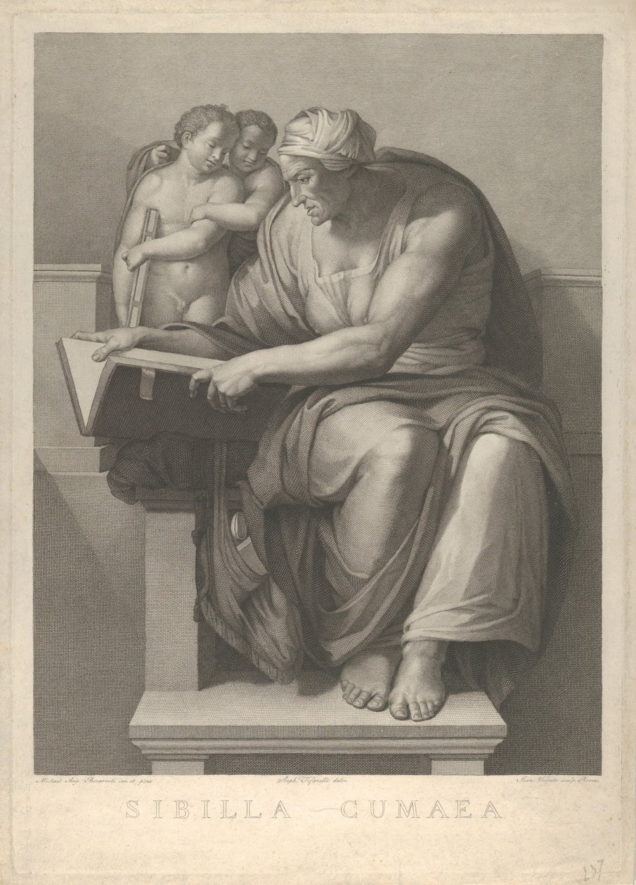 De Cumaeïsche Sibylle naar de fresco van Michelangelo in de Sixtijnse Kapel, 1784-90 door Giovanni Volpato