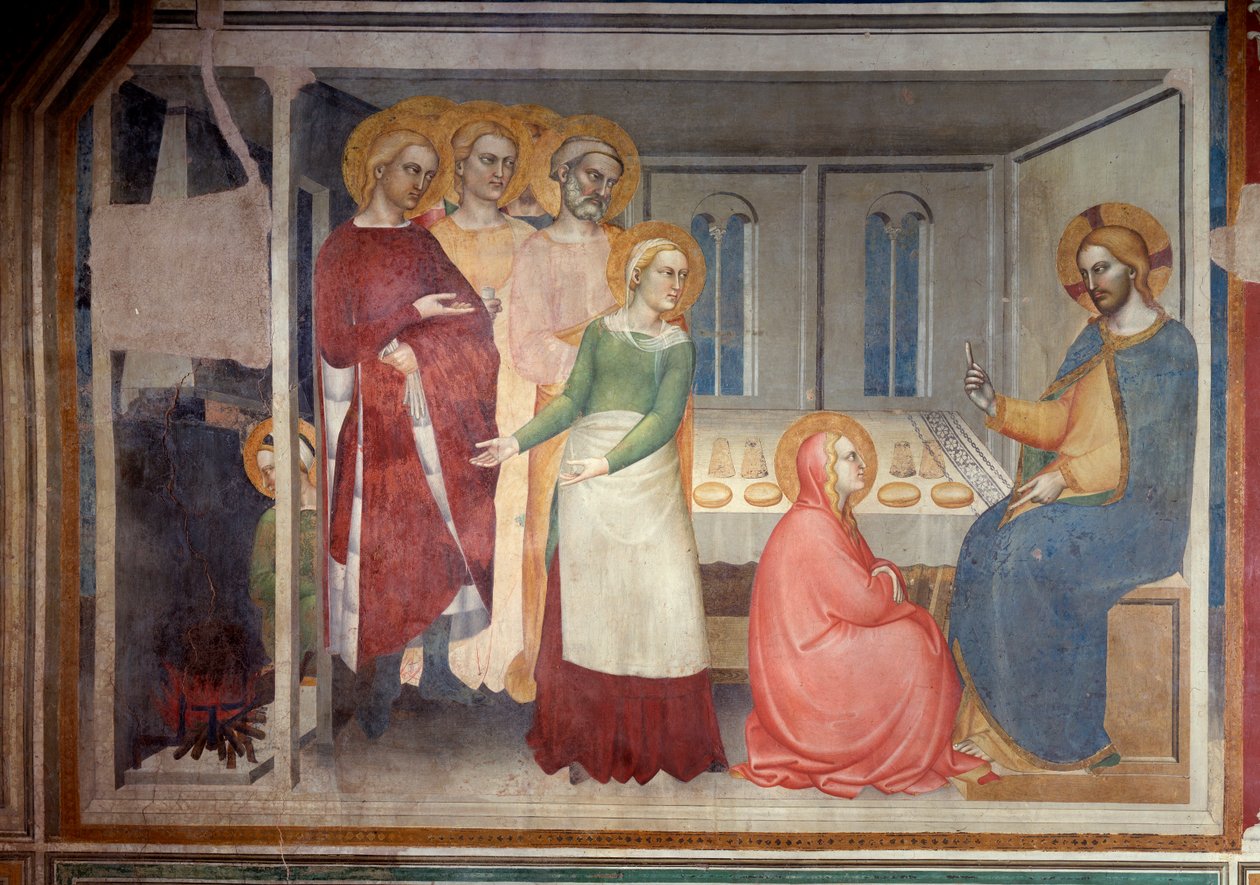 Het leven van de Maagd: Christus in het huis van Martha en Maria door Giovanni da Milano