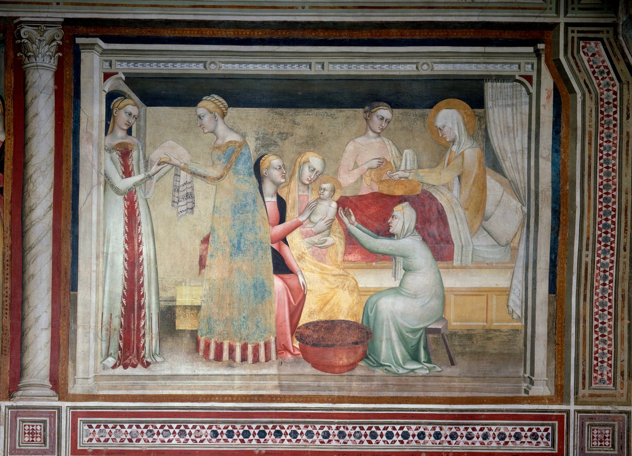Het leven van de Maagd: de geboorte van Maria door Giovanni da Milano