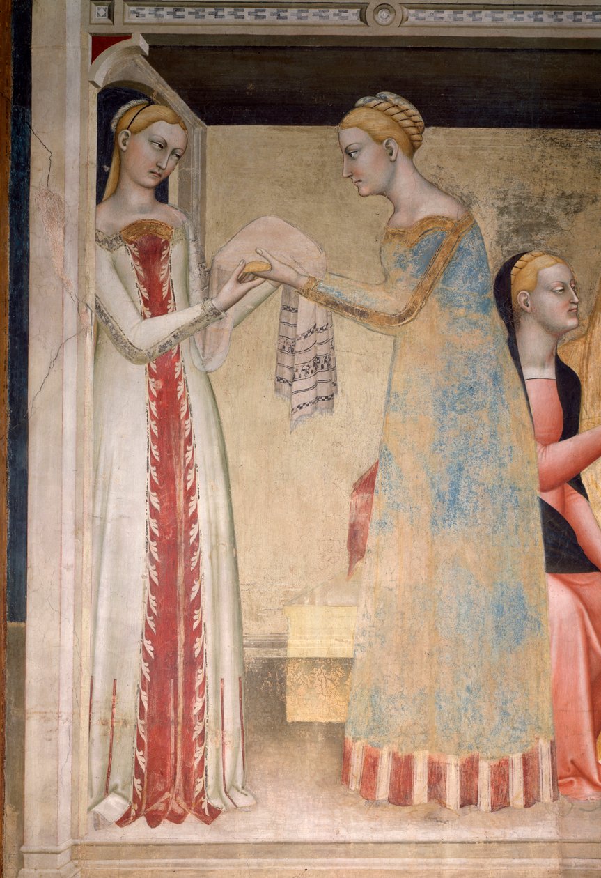 Het leven van de Maagd: de geboorte van Maria (detail) door Giovanni da Milano