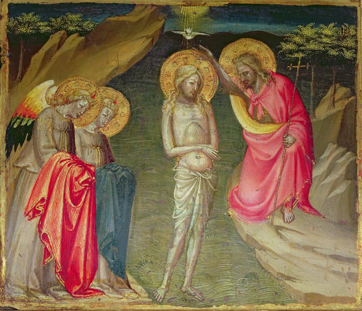 De doop van Christus (olieverf op paneel) door Giovanni dal (attr. to) Ponte
