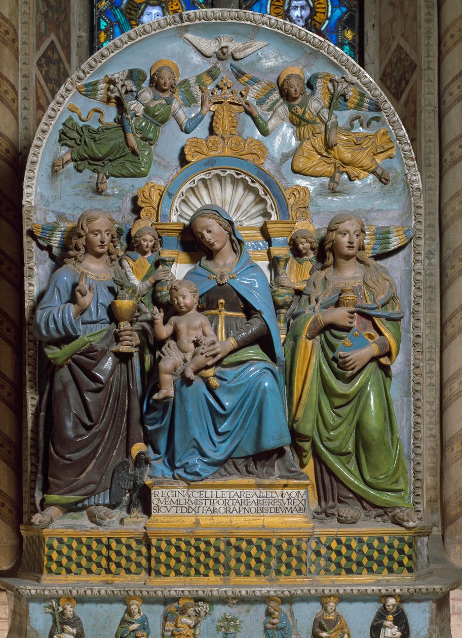 De Maagd en Kind met Sint Madeleine en Sint Johannes Evangelist door Giovanni della Robbia