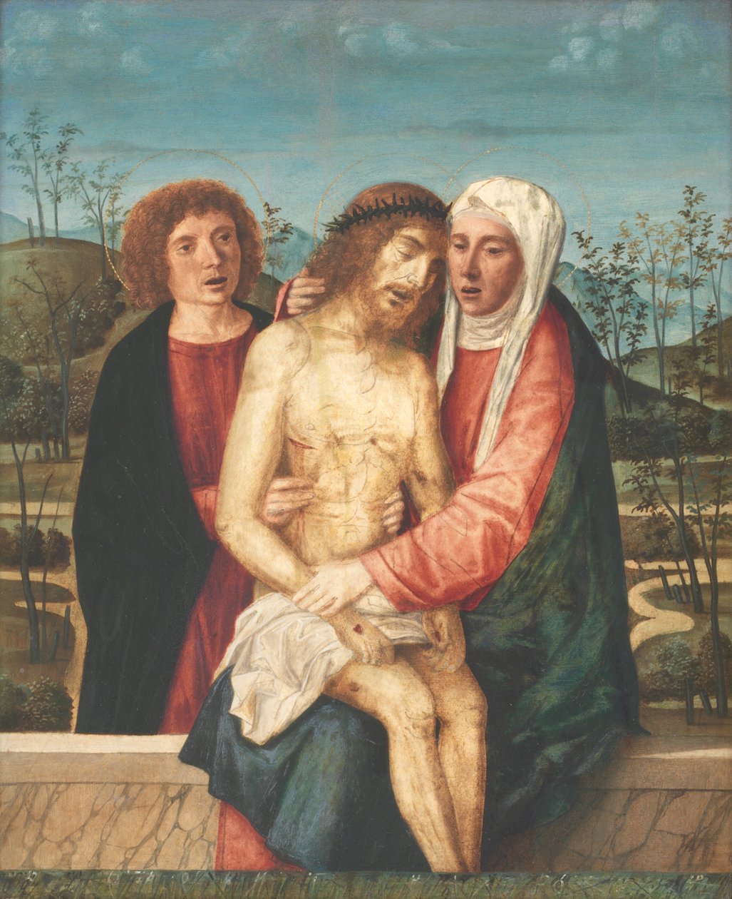 Pietà met de Maagd en Sint Johannes door Giovanni di Niccolo Mansueti