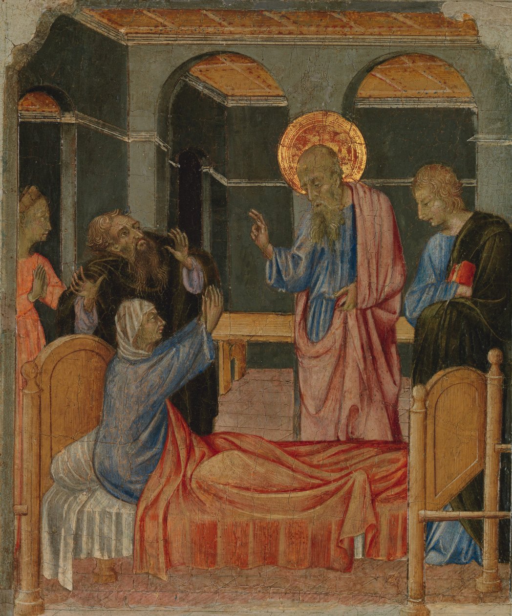 Sint Jan de Evangelist wekt Drusiana op, ca. 1460 door Giovanni di Paolo