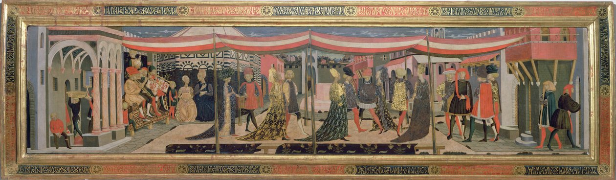 Frontaal van de Adimari Cassone met een huwelijkscène voor de Doopkapel, ca. 1450 door Giovanni di Ser Giovanni
