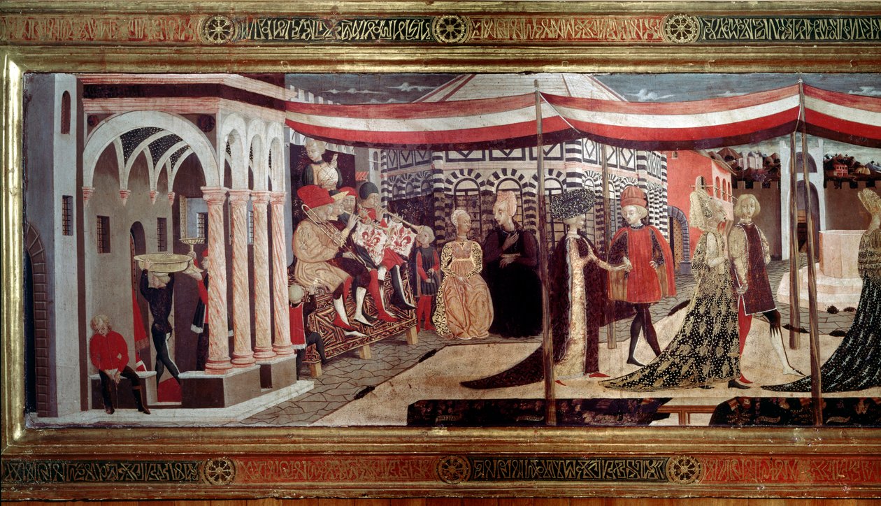 Renaissance huwelijksceremonie (detail) door Giovanni di Ser Giovanni Scheggia