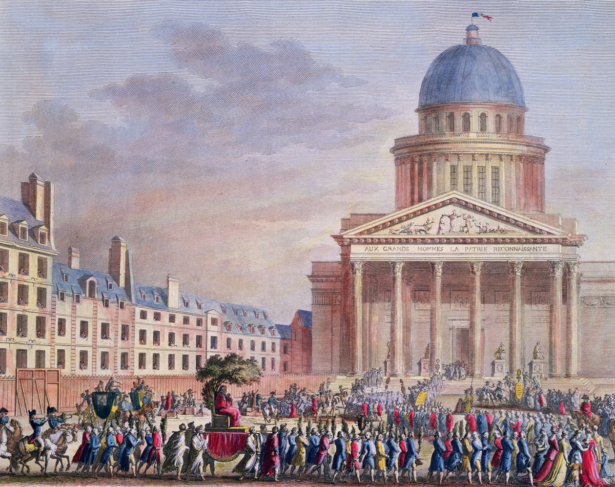 Apotheose en begrafenisstoet van Jean-Jacques Rousseau (1712-78) naar het Pantheon, Parijs, 21 oktober 1794 door Karl Girardet