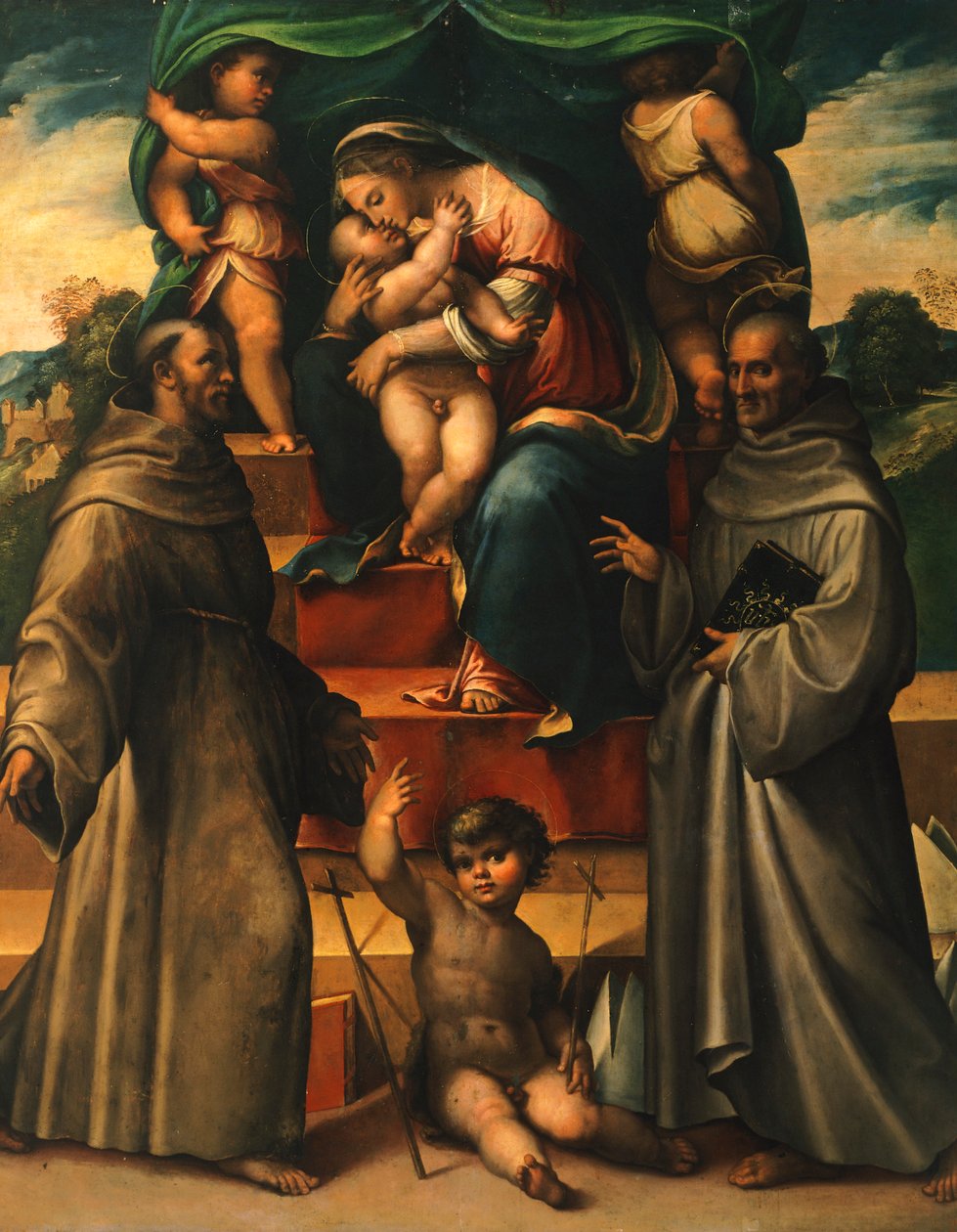 Madonna met Kind en Heiligen door Girolamo Marchesi da Cotignola