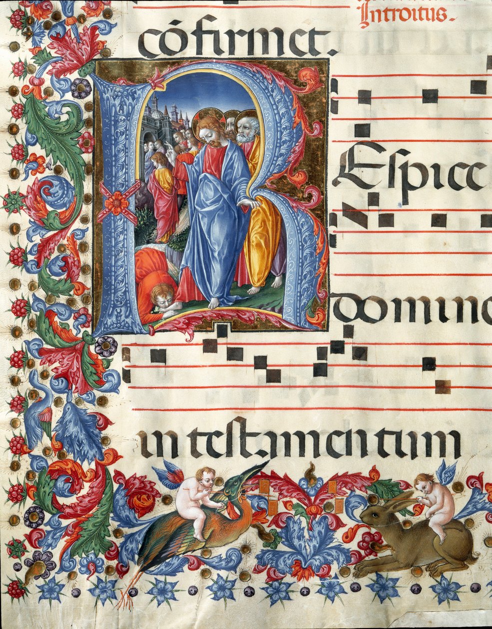 Versierde initiaal met afbeelding van Christus en de melaatse door Girolamo da Cremona
