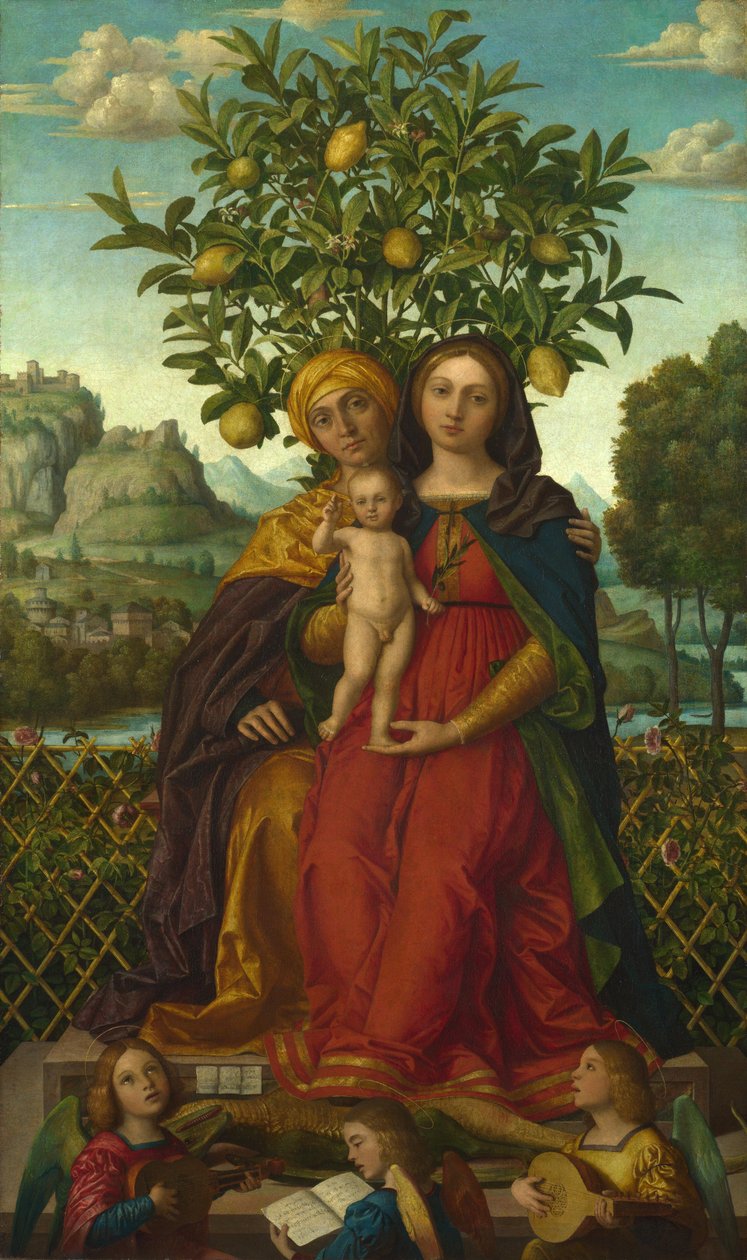 Maagd en kind met Sint-Anna door Girolamo dai Libri