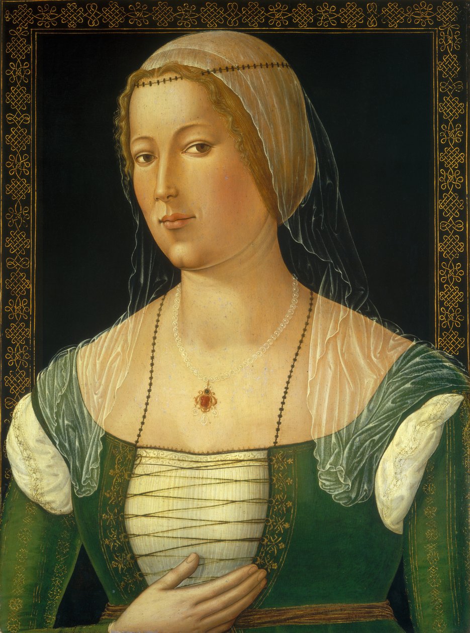 Portret van een jonge vrouw door Girolamo di Benvenuto