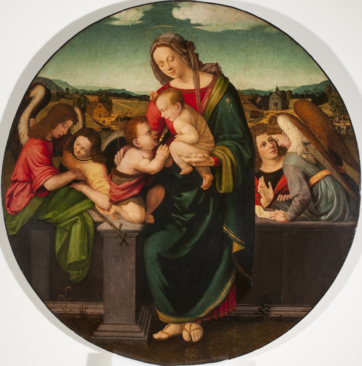 Madonna en Kind met de jonge Sint Jan de Doper en engelen, ca. 1515 door Giuliano Bugiardini