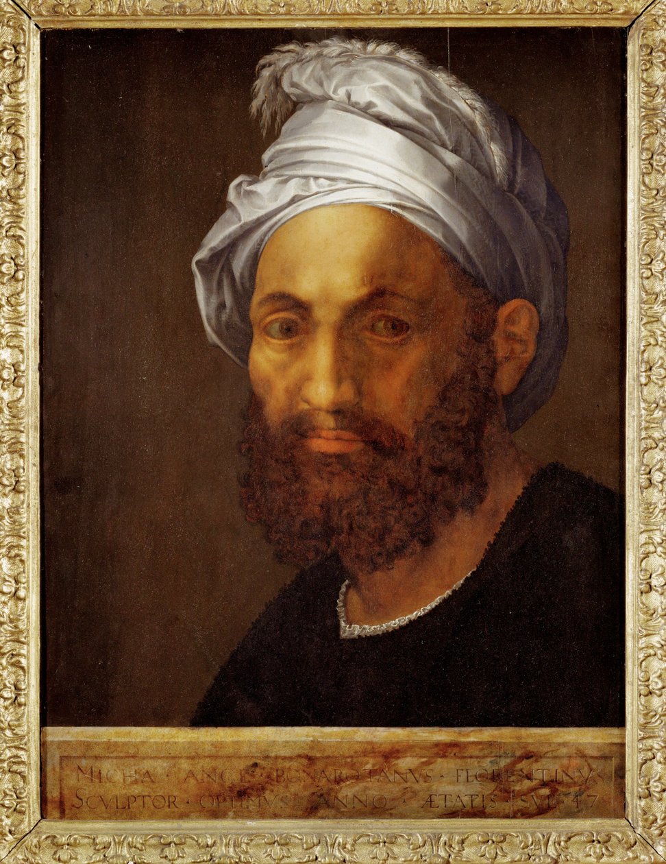 Portret van Michelangelo ... door Giuliano Bugiardini
