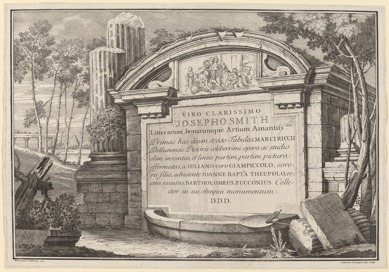 Klassieke Ruïnes in een Landschap: frontispice door Giuliano Giampiccoli and Giovanni Battista Tiepolo