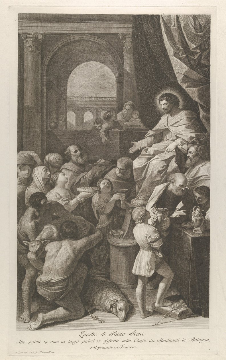 Sint Job zittend rechts ontvangt de geschenken van het volk, ca. 1760-1800 door Giuliano Traballesi